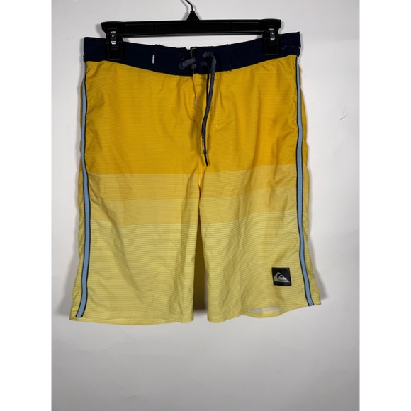 Quiksilver Other - Quiksilver Highline Mens Board Shorts Yellow Orange Stripe Swim Trunks Size 29